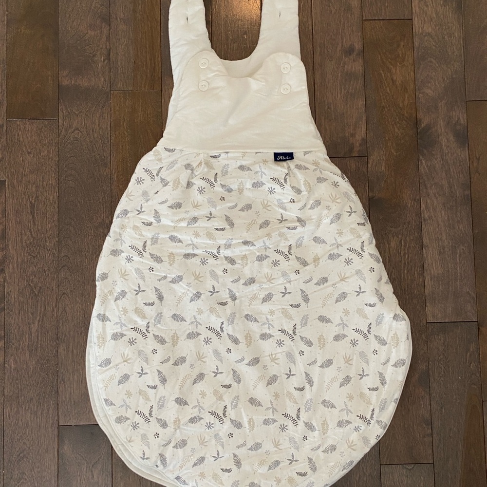 ALVI White Baby Sleep Sack with Leaf Pattern -68/74cm with THREE inserts
